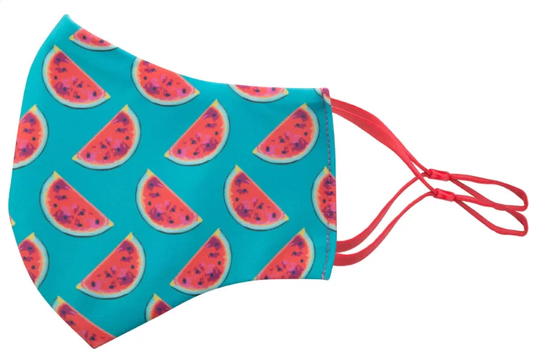 obličejová maska na zakázku červená s potiskem loga