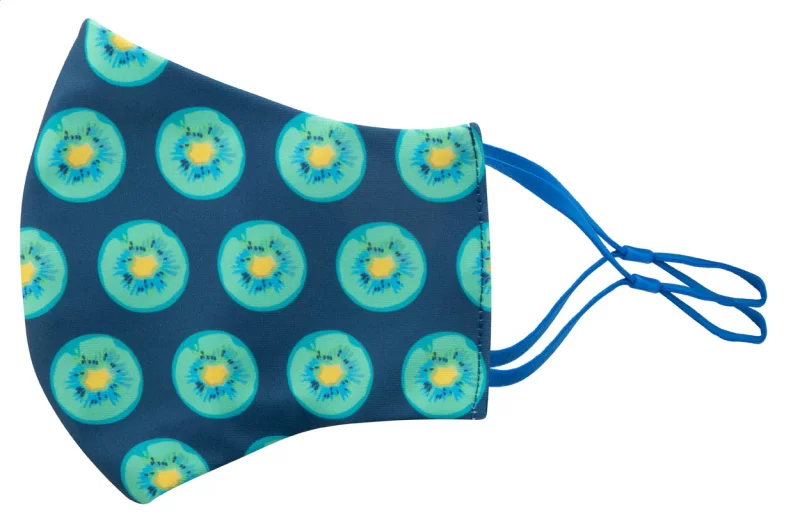 obličejová maska na zakázku modrá s potiskem loga