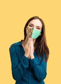 obličejová maska na zakázku žlutá s potiskem loga - foto 8