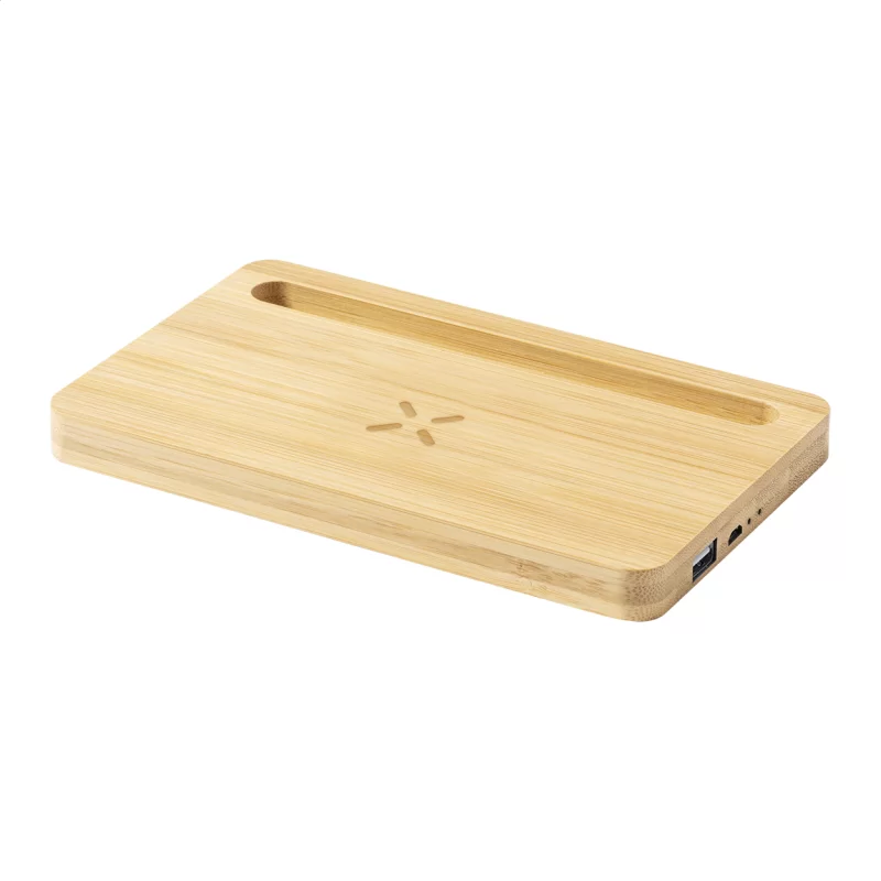 oganizér s bezdrátovou nabíjčkou přírodní — reklamní předmět s vlastním potiskem oganizér s bezdrátovou nabíjčkou přírodní s potiskem loga