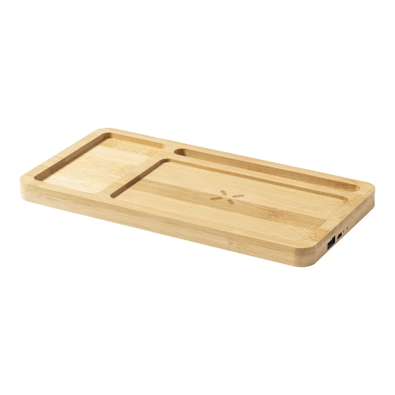 oganizér s bezdrátovou nabíjčkou přírodní — reklamní předmět s vlastním potiskem oganizér s bezdrátovou nabíjčkou přírodní s potiskem loga