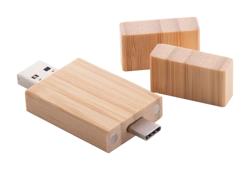 OTG USB flash disk přírodní s potiskem loga
