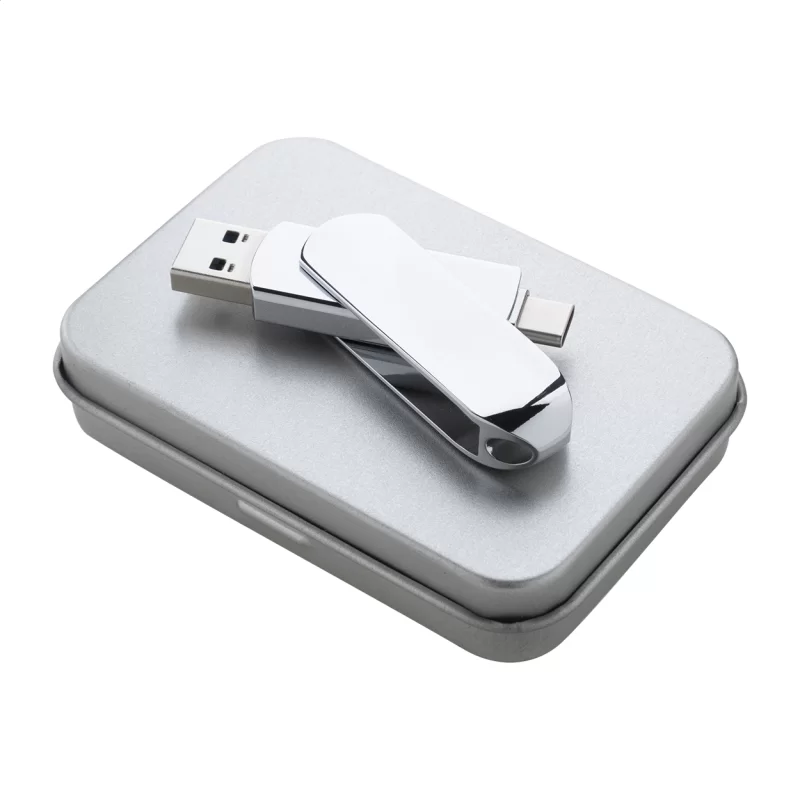 OTG USB flash disk stříbrná s potiskem loga