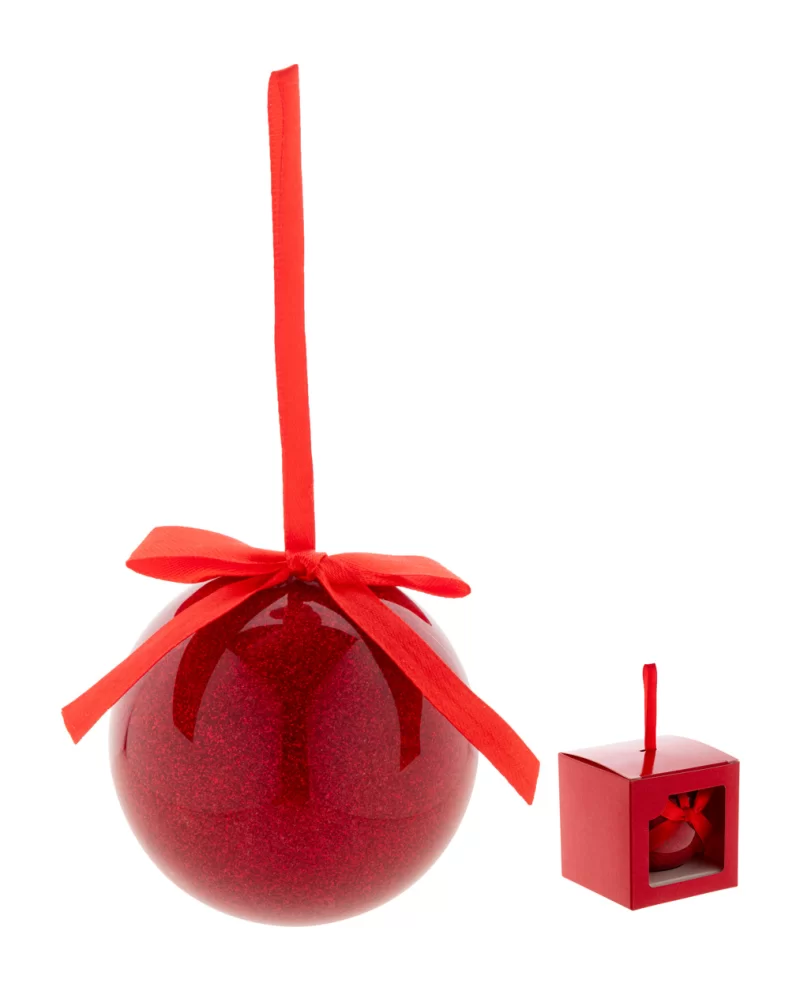 ozdoba na vánoční stromeček červená s potiskem loga