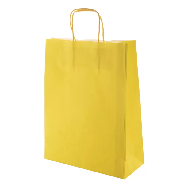 papírová taška žlutá s potiskem loga