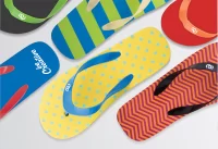 plážové žabky na zakázku - podrážka žlutá s potiskem loga - foto 3