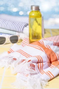 Plážový ručník oranžová s potiskem loga - foto 3