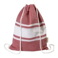 plážový ručník z recyklované bavlny a taška se stahovací šňůrkou červená s potiskem loga - foto 4