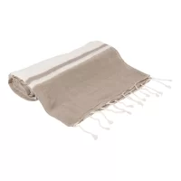 plážový ručník z recyklované bavlny a taška se stahovací šňůrkou přírodní s potiskem loga - foto 3