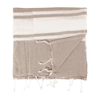 plážový ručník z recyklované bavlny a taška se stahovací šňůrkou přírodní s potiskem loga - foto 5