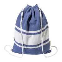 plážový ručník z recyklované bavlny a taška se stahovací šňůrkou tmavě modrá s potiskem loga - foto 2