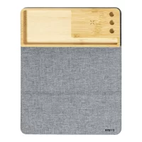 podložka pod myš s bezdrátovou nabíječkou tmavě šedá s potiskem loga