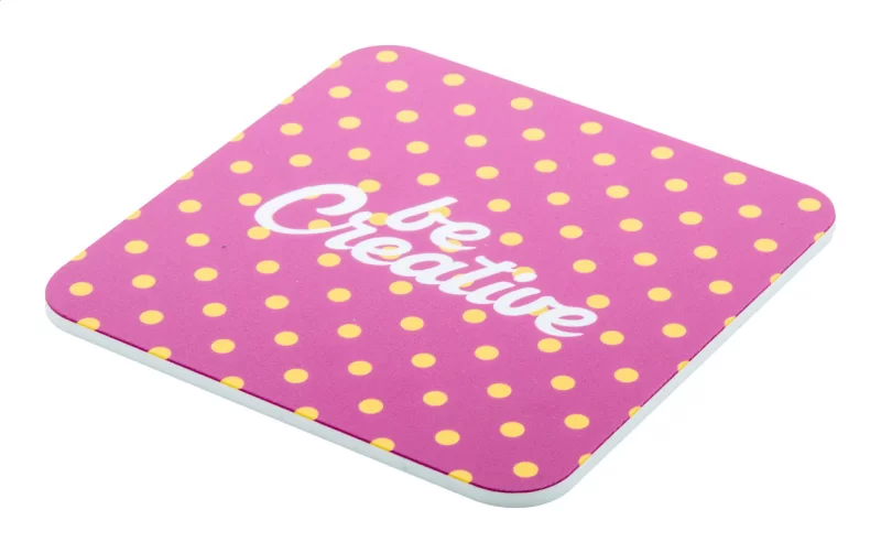 podšálek, čtverec bílá s potiskem loga