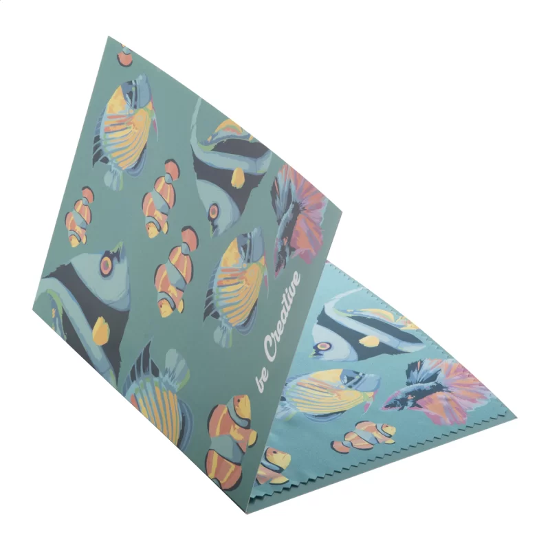 pohlednice s hadříkem na brýle bílá — reklamní předmět s vlastním potiskem pohlednice s hadříkem na brýle bílá s potiskem loga