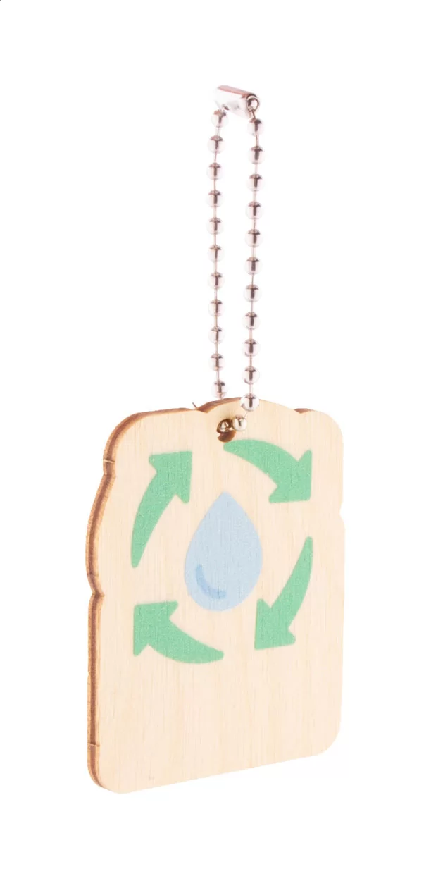 přívěšek na klíče, koloběh vody přírodní s potiskem loga