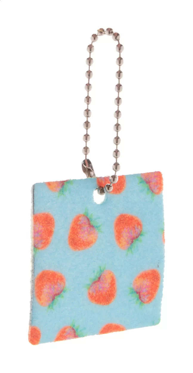 přívěšek na klíče na zakázku, čtverec bílá s potiskem loga