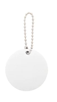 přívěšek na klíče na zakázku, kruh bílá s potiskem loga - foto 2