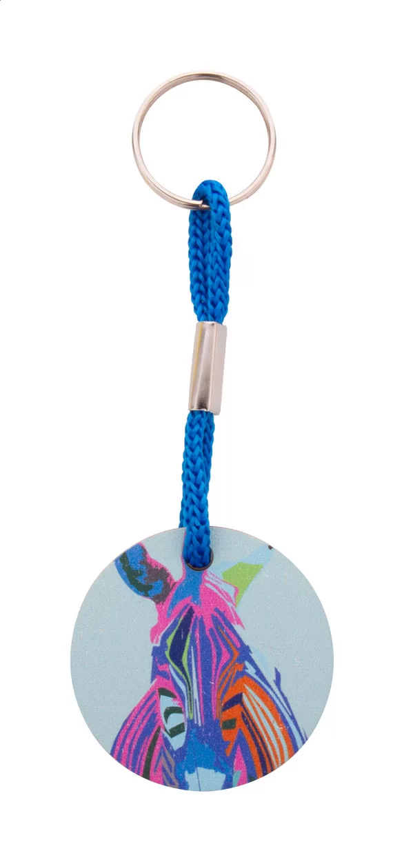 přívěšek na klíče na zakázku modrá s potiskem loga