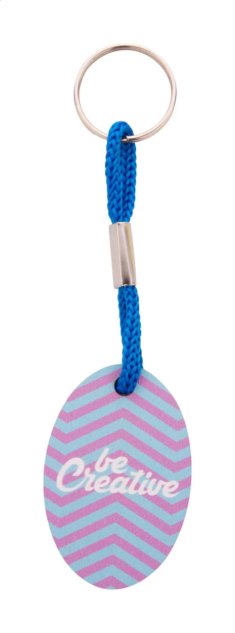 přívěšek na klíče na zakázku modrá s potiskem loga