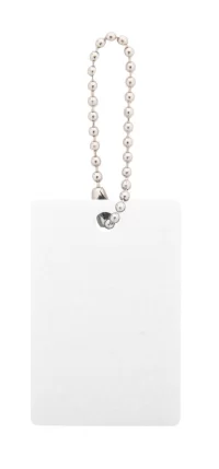 přívěšek na klíče na zakázku, obdélník bílá s potiskem loga - foto 2