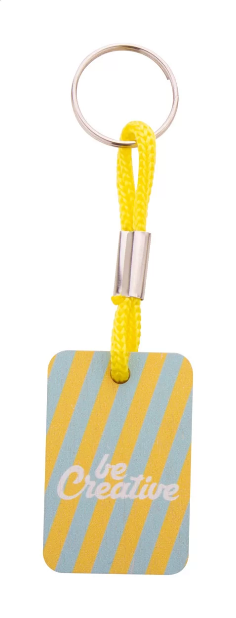 přívěšek na klíče na zakázku žlutá s potiskem loga