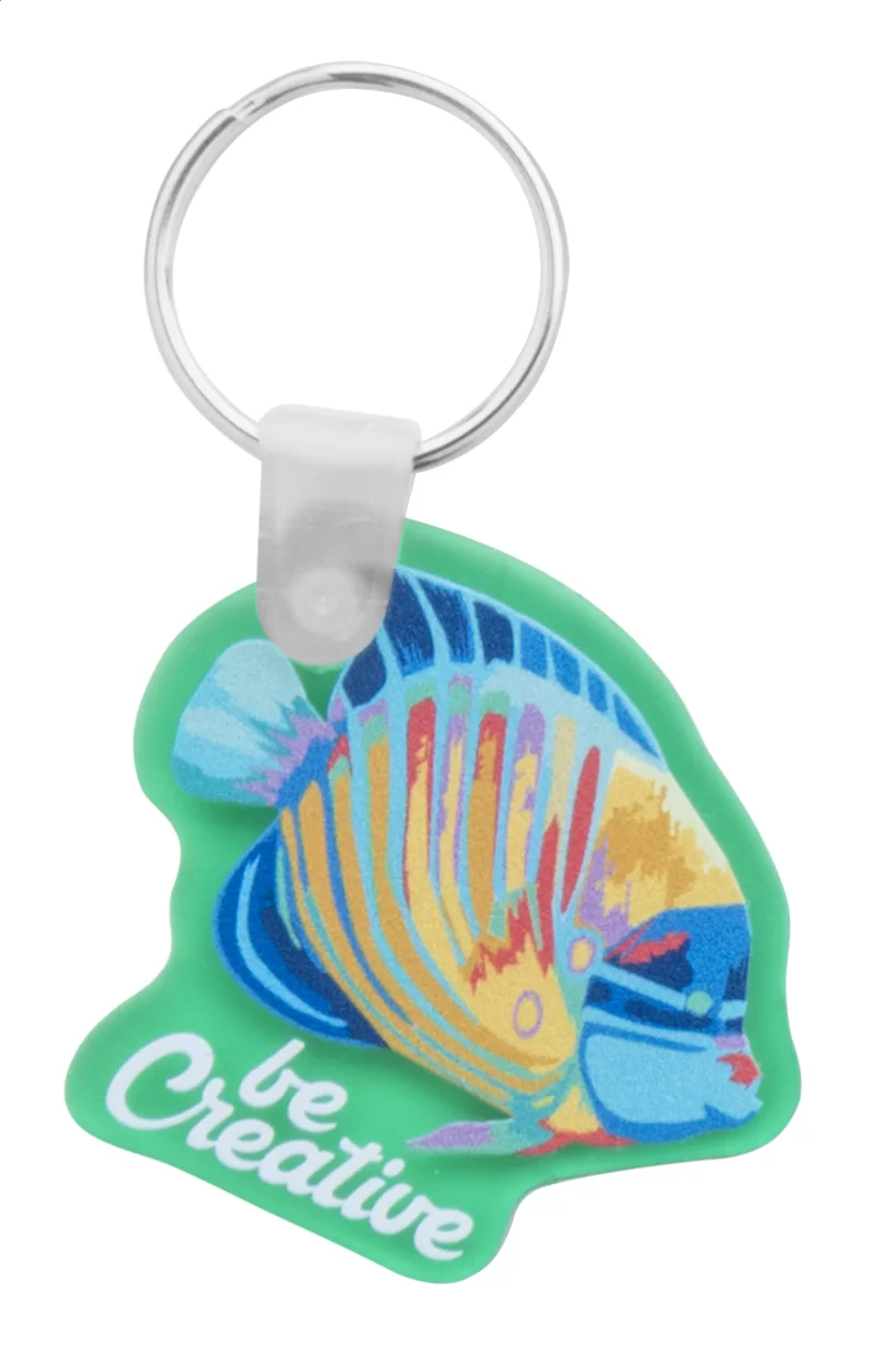 přívěšek na klíče průhledná zelená s potiskem loga