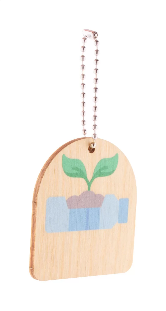 přívěšek na klíče, rostlina přírodní s potiskem loga