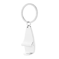 přívěšek na klíče s otvírákem na láhve stříbrná s potiskem loga