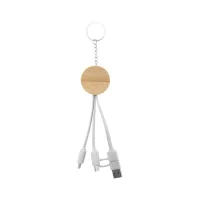 přívěšek na klíče s USB nabíjecími kabely přírodní s potiskem loga - foto 2