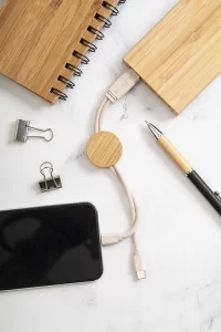 přívěšek na klíče s USB nabíjecími kabely přírodní s potiskem loga - foto 6