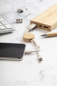 přívěšek na klíče s USB nabíjecími kabely přírodní s potiskem loga - foto 7