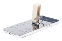 přívěšek na klíče se stojánkem na mobil přírodní s potiskem loga - foto 5