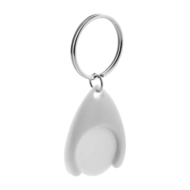 přívěšek na klíče se žetonem bílá s potiskem loga