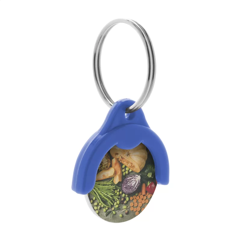 přívěšek na klíče se žetonem modrá — reklamní předmět s vlastním potiskem přívěšek na klíče se žetonem modrá s potiskem loga