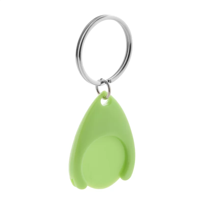 přívěšek na klíče se žetonem zelená s potiskem loga