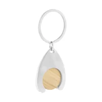 přívěšek na klíče z RPU se žetonem na vozíku přírodní s potiskem loga