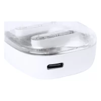 průhledná bezdrátová sluchátka bílá s potiskem loga - foto 2