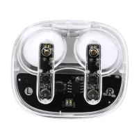 průhledná bezdrátová sluchátka bílá s potiskem loga - foto 3