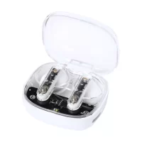 průhledná bezdrátová sluchátka bílá s potiskem loga - foto 4