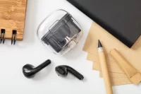 Průhledná bezdrátová sluchátka RABS černá s potiskem loga - foto 6