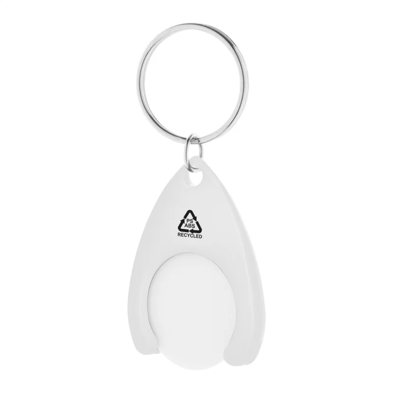 RABS přívěšek na klíče se žetonem do vozíku bílá s potiskem loga