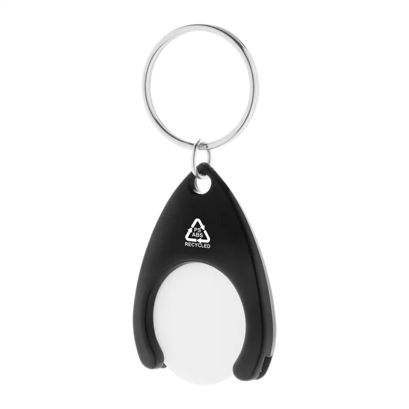RABS přívěšek na klíče se žetonem do vozíku černá — reklamní předmět s vlastním potiskem RABS přívěšek na klíče se žetonem do vozíku černá s potiskem loga
