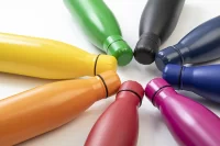 recyklovaná láhev z nerez oceli modrá s potiskem loga - foto 4