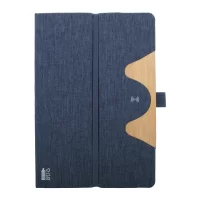 RPET blok s bezdrátovou nabíječkou tmavě modrá s potiskem loga - foto 2