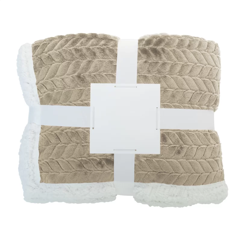 RPET deka béžová — reklamní předmět s vlastním potiskem RPET deka béžová s potiskem loga