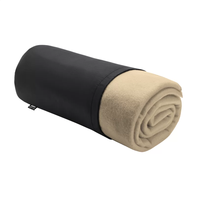 RPET fleecová deka béžová s potiskem loga