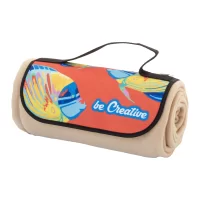 RPET fleecová deka na zakázku přírodní s potiskem loga