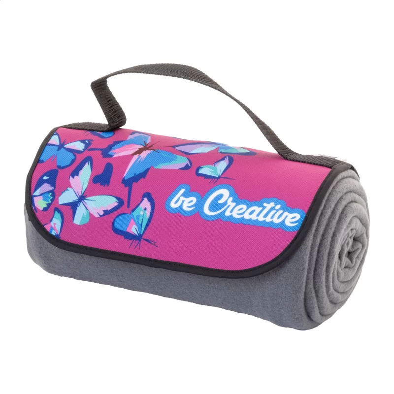 RPET fleecová deka na zakázku šedá s potiskem loga