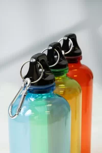 RPET láhev světle modrá s potiskem loga - foto 4