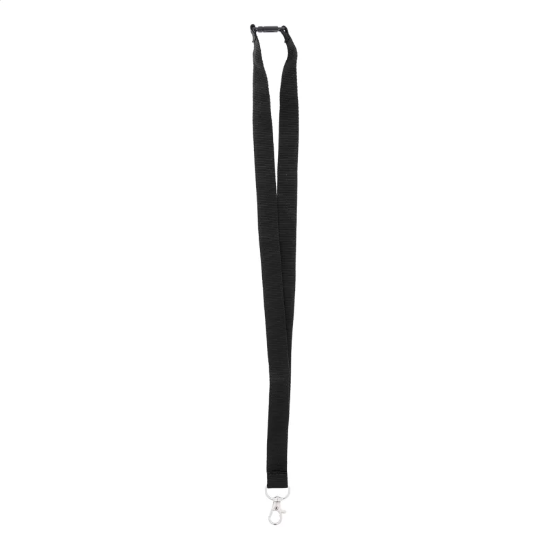 RPET lanyard černá — reklamní předmět s vlastním potiskem RPET lanyard černá s potiskem loga